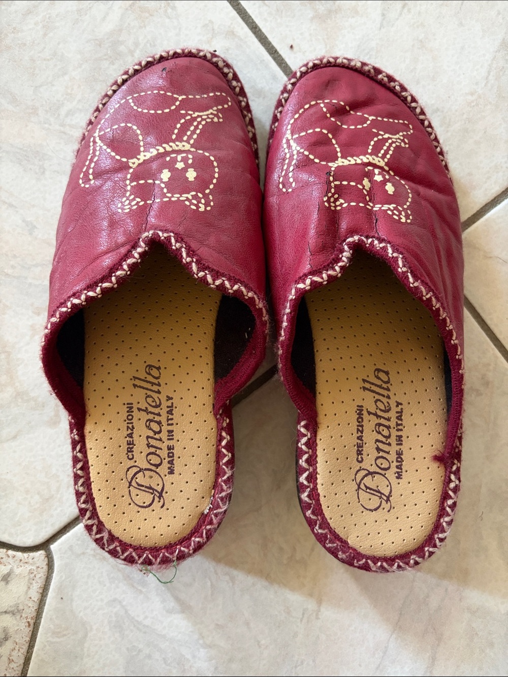Vintage Donatella Red Leather Cat Slip-ons